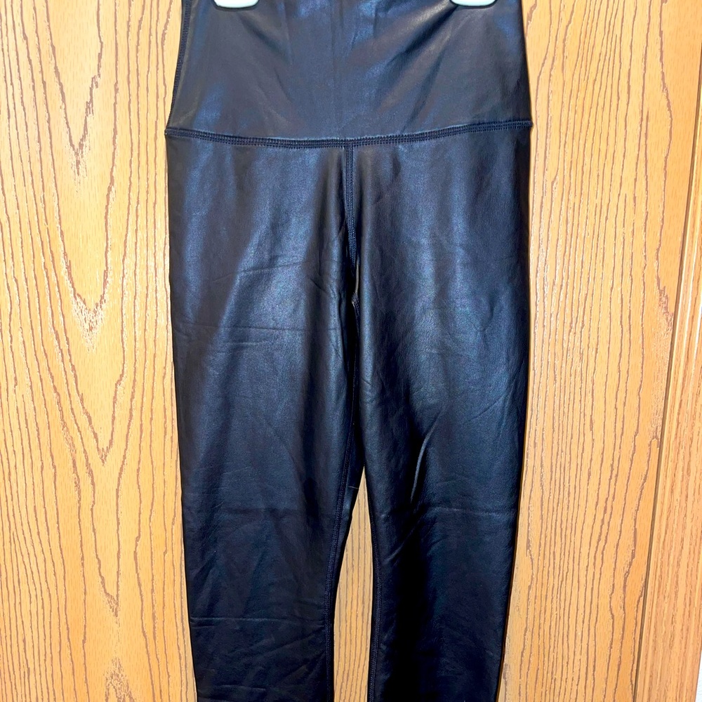 Faux black leather leggings size small